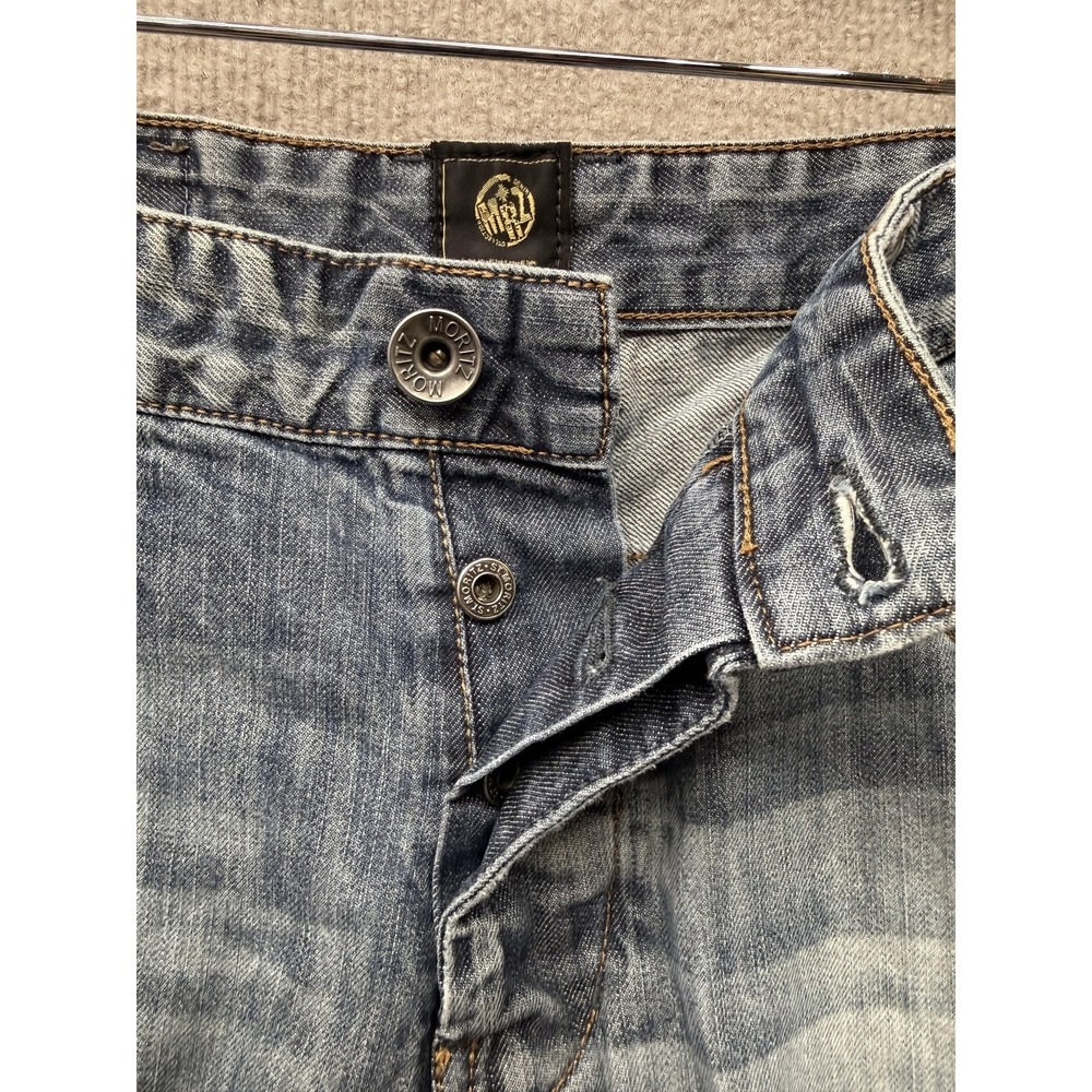Moritz Jeans Mens 30x30 Blue Denim Straight Leg Distressed Carlo TM754-J Greece - Picture 5 of 12